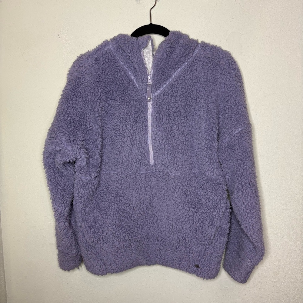 Prana Cozy Lavender Sherpa Half-Zip Hoodie Size Medium